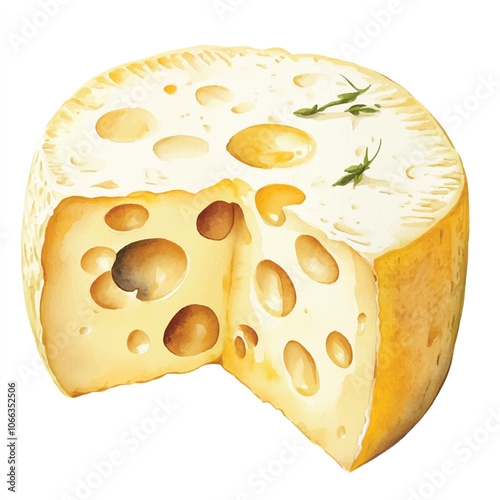 Cheese Harmonica watercolor clipart illustration