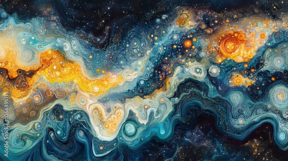 Abstract Cosmic Nebula with Swirling Colors and Stars Abstract Cosmic Nebula with Swirling Colors and Stars
