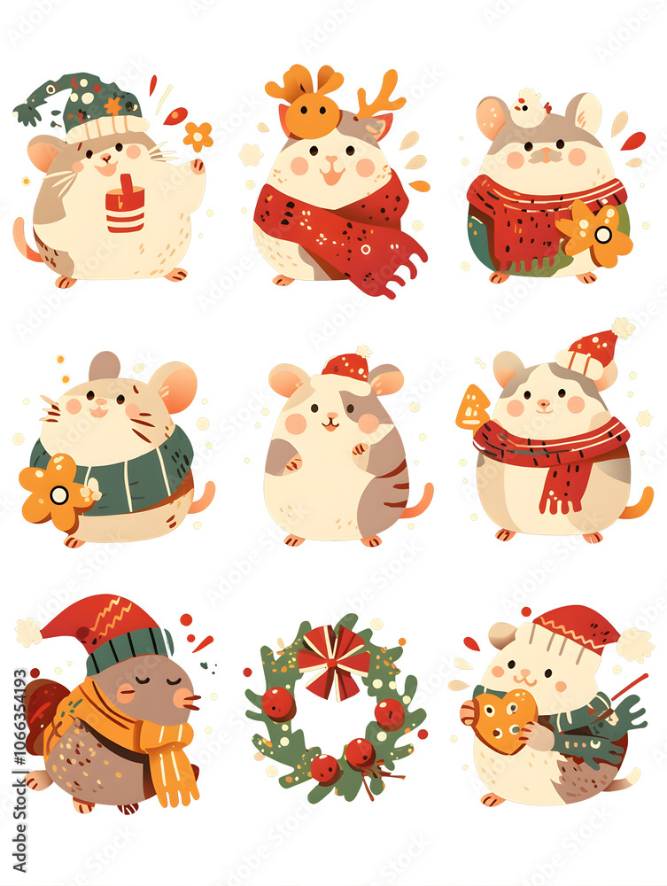 set of christmas animals set of christmas animals