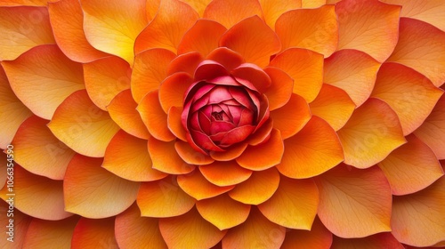 Orange Flower with Layered Petals and a Pink Center
