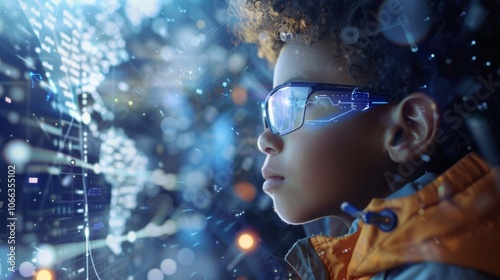 Wallpaper Mural A refugee child attends an online learning program optimized with 5G technology to catch up on their education and connect with other students from around the world. This allows them Torontodigital.ca