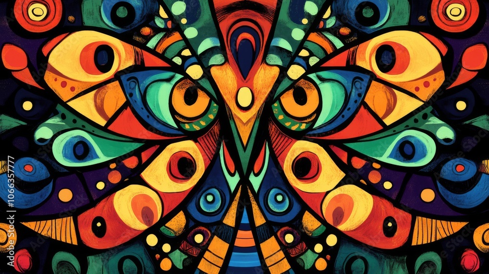 Naklejka premium Abstract Colorful Owl with Geometric Patterns