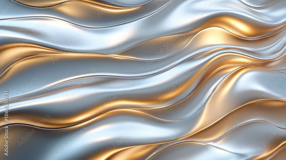 Abstract Wavy Silver and Gold Metallic Surface Abstract Wavy Silver and Gold Metallic Surface