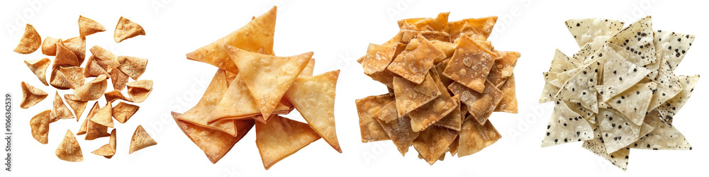 Collection of Tortilla chips isolated on white background or transparent background Collection of Tortilla chips isolated on white background or transparent background