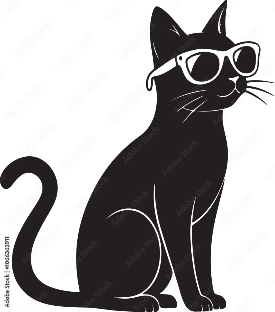 Fototapeta premium A cat , silhouette style, minimalist. white background