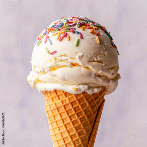 Cone ice cream isolated with transparent background.