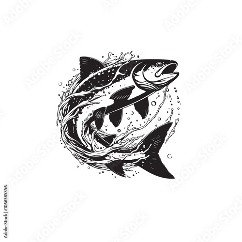 "Silhouette of Floating Raw Salmon"
"Raw Salmon Silhouette"
"Floating Raw Salmon Fish Silhouette"