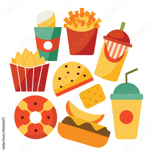 Colorful snacks food vector art collection on white background for healthy food project