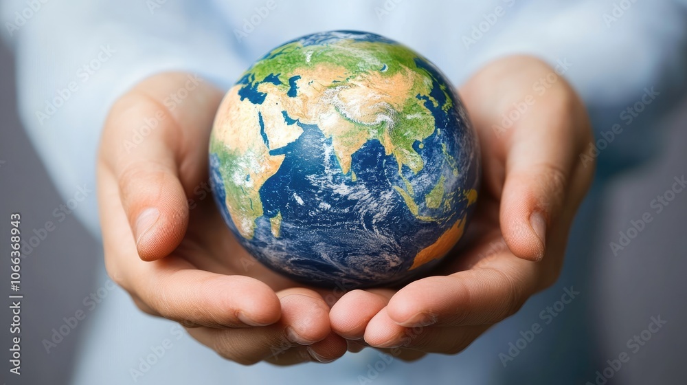 Hands holding the Earth with care and protection,generative ai Hands holding the Earth with care and protection,generative ai