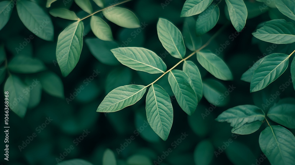 Lush Green Leaves Branch Closeup Lush Green Leaves Branch Closeup