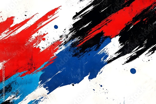 Grunge brush of South Korea flag on black background. Creative glitter sparkle brush paint