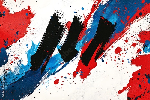 Grunge brush of South Korea flag on black background. Creative glitter sparkle brush paint