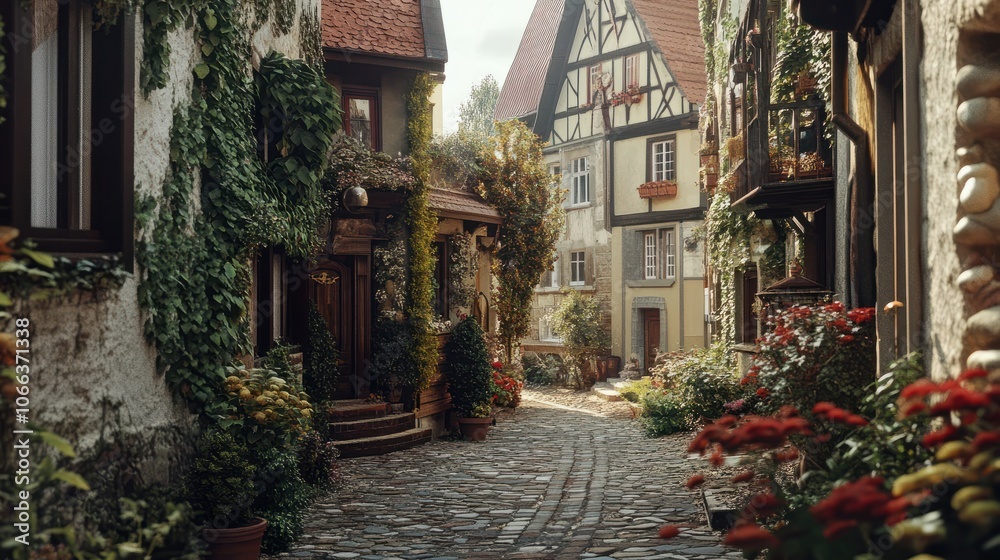 Fototapeta premium Cozy german house. Street in Germany.