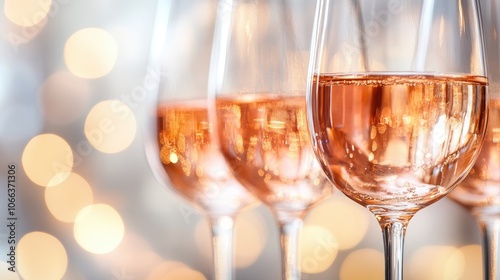 Row of wine glasses with a blurred background