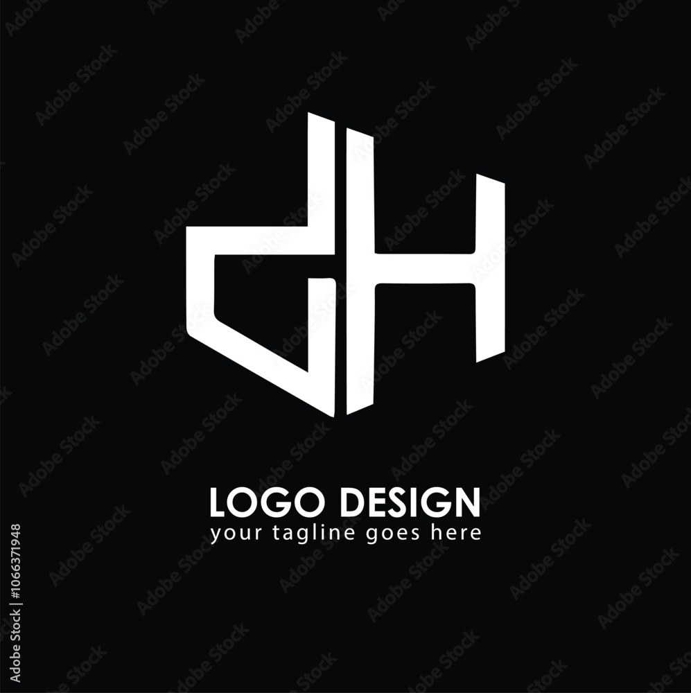 Obraz premium DH DH Logo Design, Creative Minimal Letter DH DH Monogram