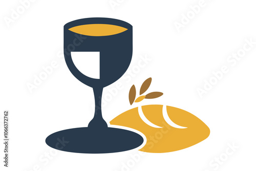 Chalice and Bread | isolated vector illustration on white background