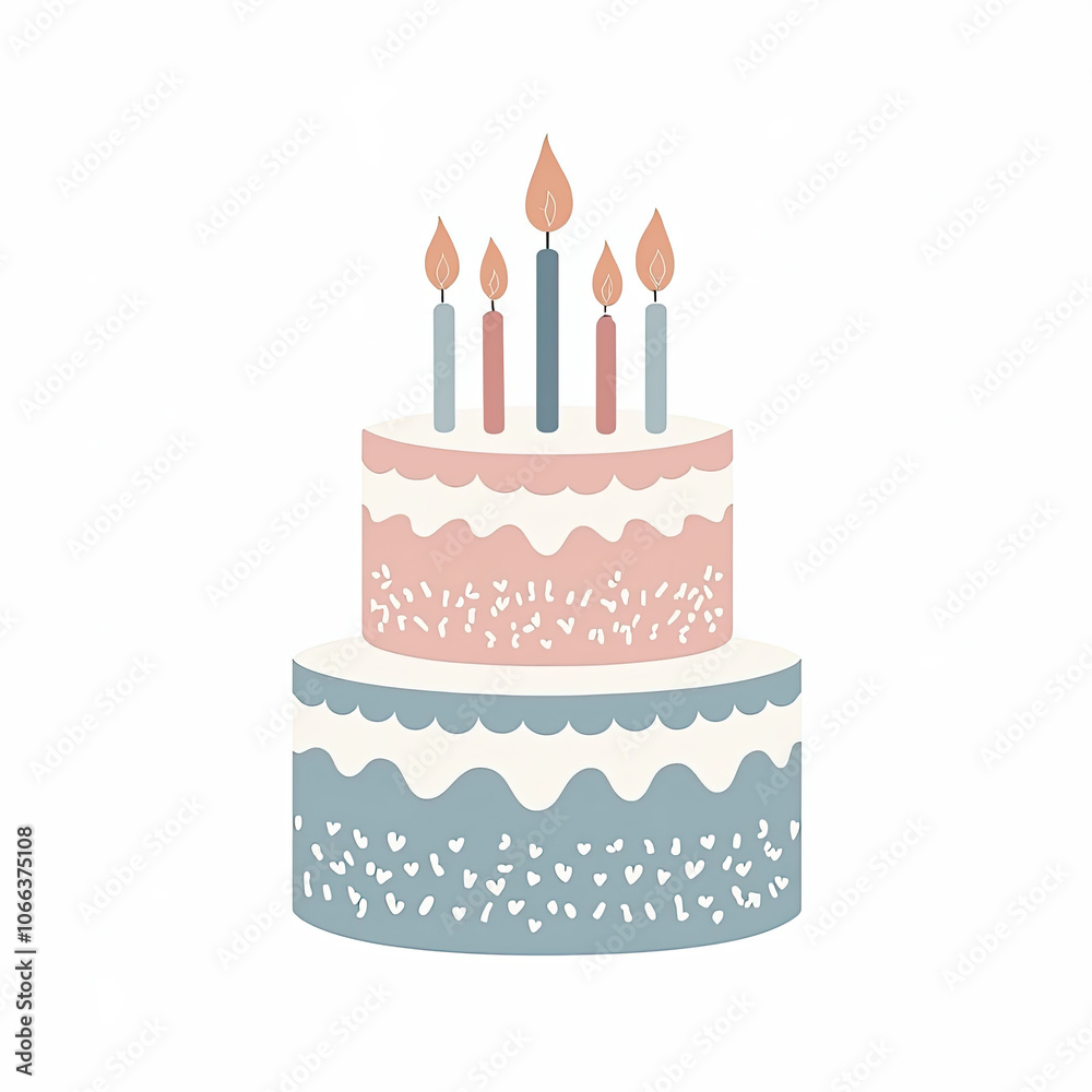 Birthday Cake Clipart - Minimalist Pastel Cake