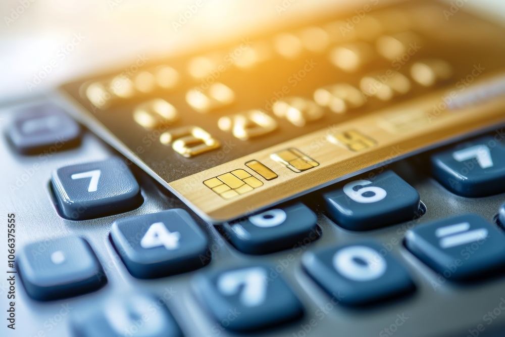 Closeup of credit card and calculator a visual representation of financial planning and budgeting Closeup of credit card and calculator a visual representation of financial planning and budgeting