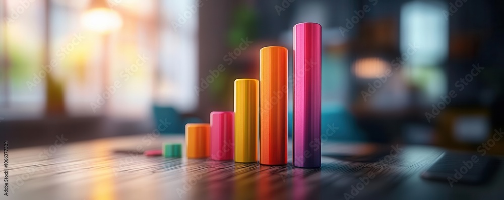 Business growth concept with 3D bar graph rising, symbolizing ROI and economic prosperity Business growth concept with 3D bar graph rising, symbolizing ROI and economic prosperity