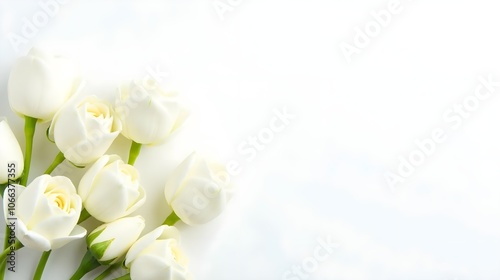 A white background with a bunch of white flowers