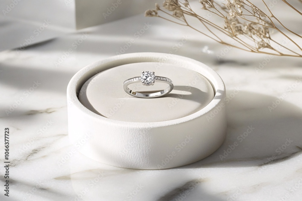 Elegant Diamond Ring on a Minimalist Display Elegant Diamond Ring on a Minimalist Display