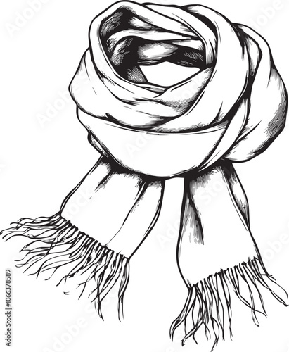 Winter Scarf clean simple linear outline black