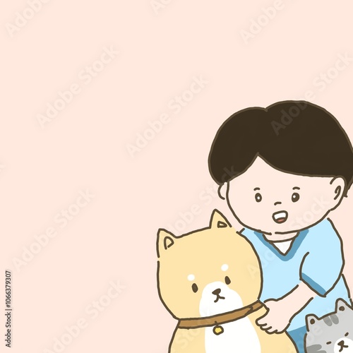 child with pets 
