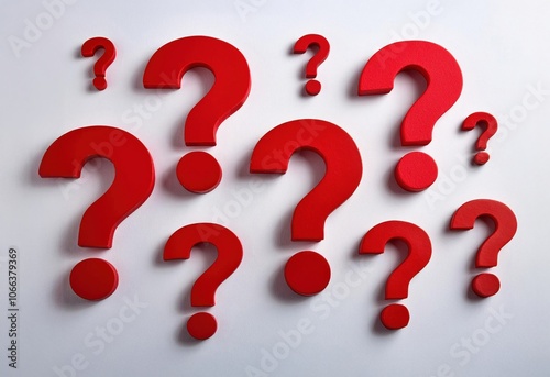 red question marks on white background