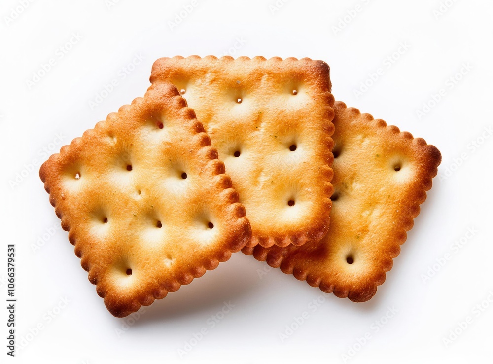 crackers biscuits on white background, three crackers crackers biscuits on white background, three crackers