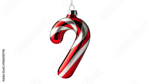 Isolated Christmas Candy Cane with Ribbon and Heart Shape photo