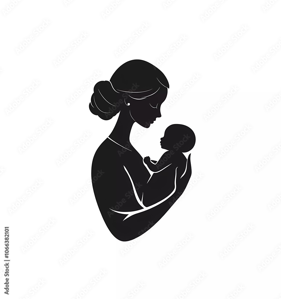 Vector logo of a mother holding a baby, pure black on a white background, simple design, minimalistic style, silhouette vector illustration, Vector logo of a mother holding a baby, pure black on a white background, simple design, minimalistic style, silhouette vector illustration,