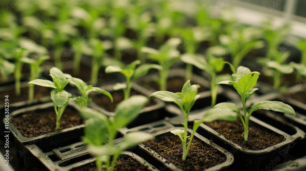 Young plant seedlings thrive representing a safe and sustainable Earth Day theme Young plant seedlings thrive representing a safe and sustainable Earth Day theme