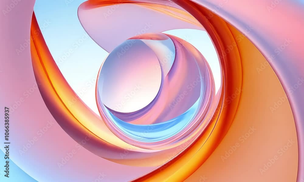 Abstract Pastel Waves and Glassy Sphere with ai generated.
