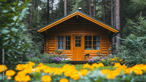 Cozy Wooden Cabin in Lush Forest Garden Escape