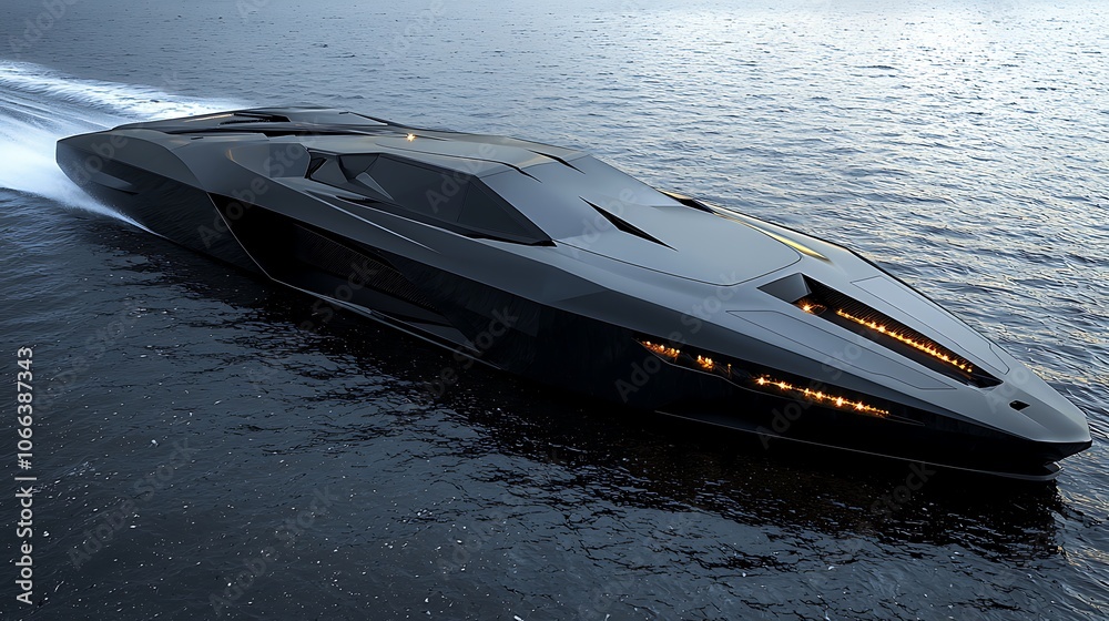 Fototapeta premium Sleek Racing Speedboat Cutting Through Ocean Waves
