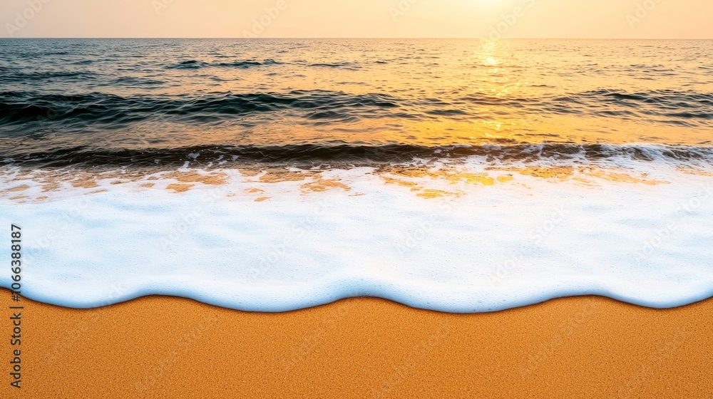 Obraz premium Serene Sunrise at the Beach with Soft Waves