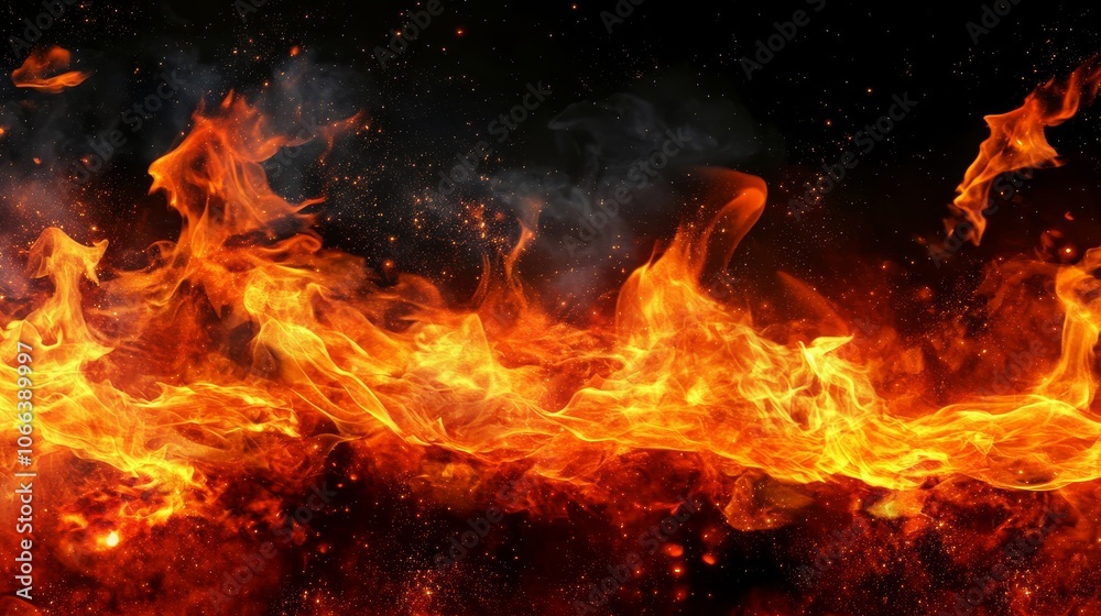 Abstract illustration of flying orange sparks capturing fiery elements. Abstract illustration of flying orange sparks capturing fiery elements.