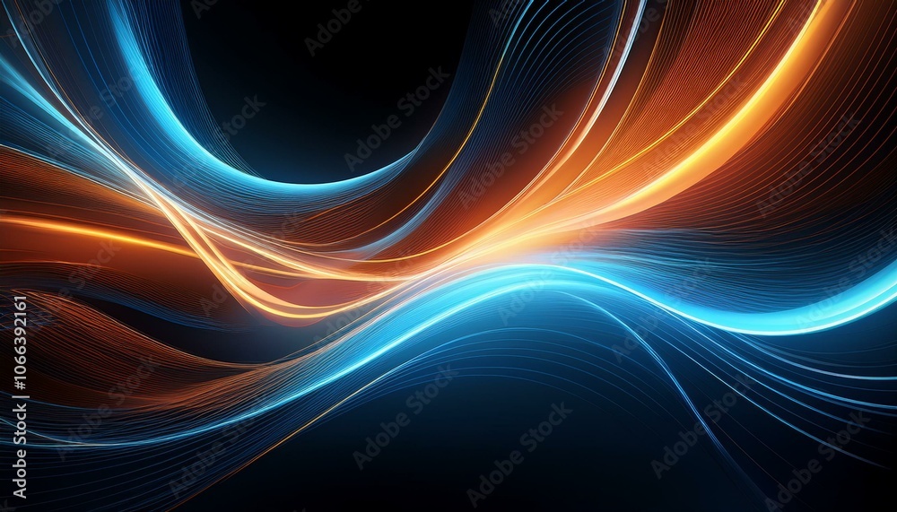 abstract background of orange and light blue lines on dark matte background abstract background of orange and light blue lines on dark matte background