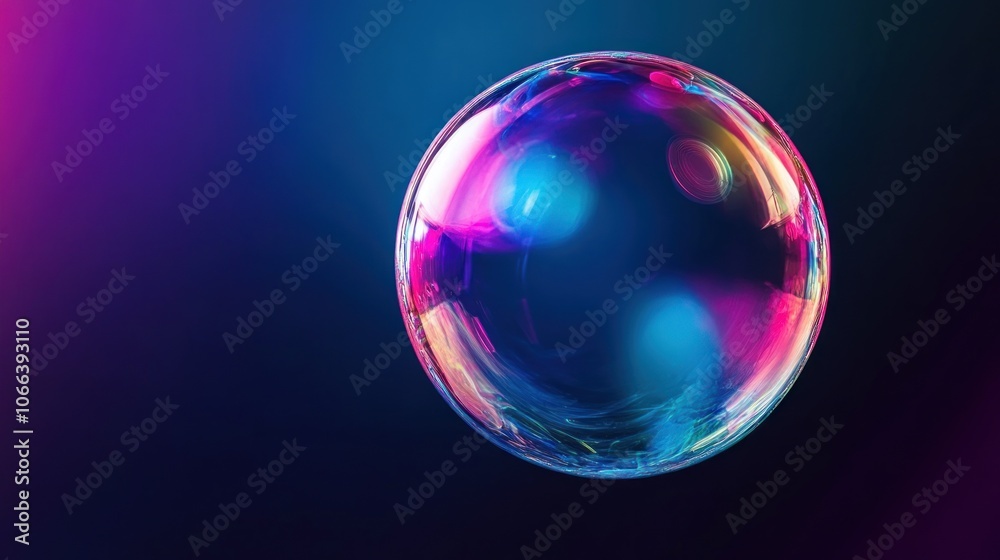 A colorful soap bubble floating against a dark, gradient background. A colorful soap bubble floating against a dark, gradient background.