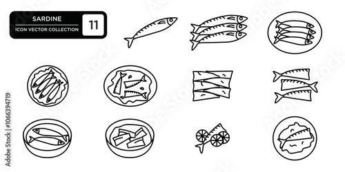 Sardine icon collection, editable and resizable vector icon templates.