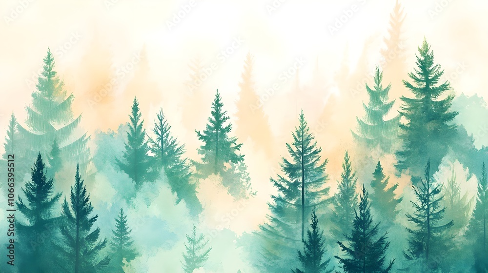 Fototapeta premium Watercolor Forest Background