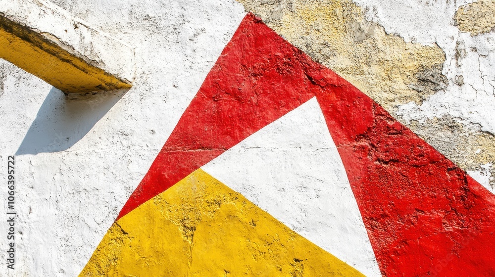 Naklejka premium Red, White, and Yellow Painted Wall