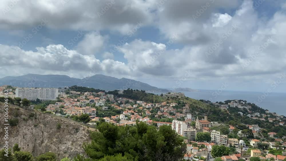 Panning view, Bay of Marseille, France from Basilica Notre Dame Panning view, Bay of Marseille, France from Basilica Notre Dame