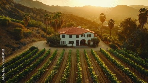 Sunset Vineyard Estate California Winery Landscape Photography
