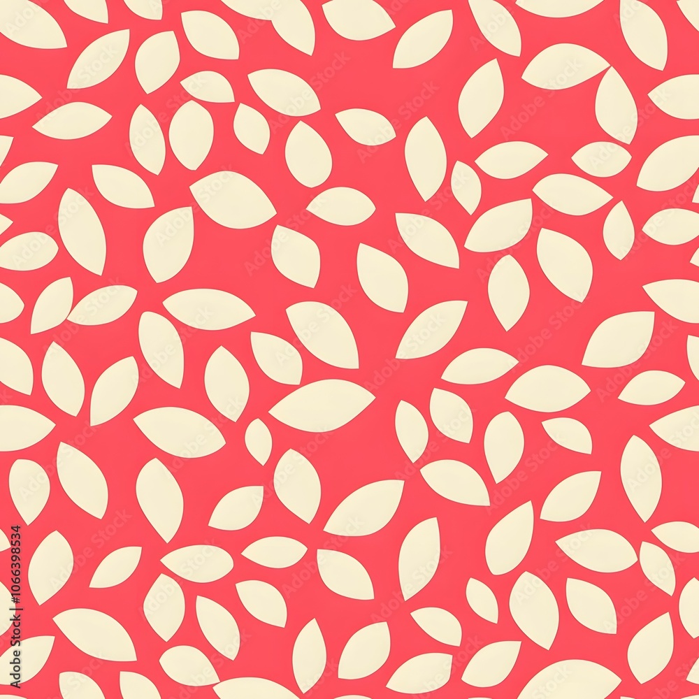 A seamless pattern of abstract leaves in white on a pink background. A seamless pattern of abstract leaves in white on a pink background.