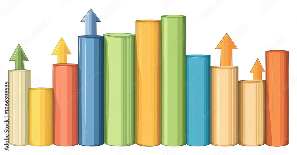 Analyze business growth trends using colorful bar graphs for effective data visualization transparent background Analyze business growth trends using colorful bar graphs for effective data visualization transparent background