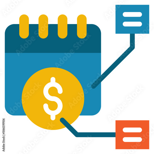 plan business innovation calendar date money strategy flat style