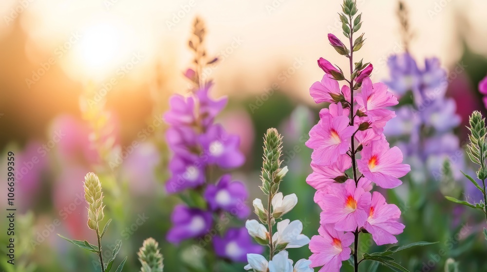 Fototapeta premium Vibrant Flowers in a Warm Summer Clearing