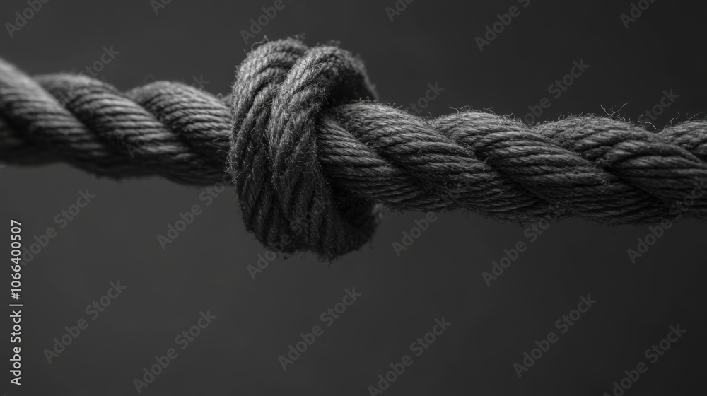 Close-up of a Knotted Rope in Black and White Close-up of a Knotted Rope in Black and White