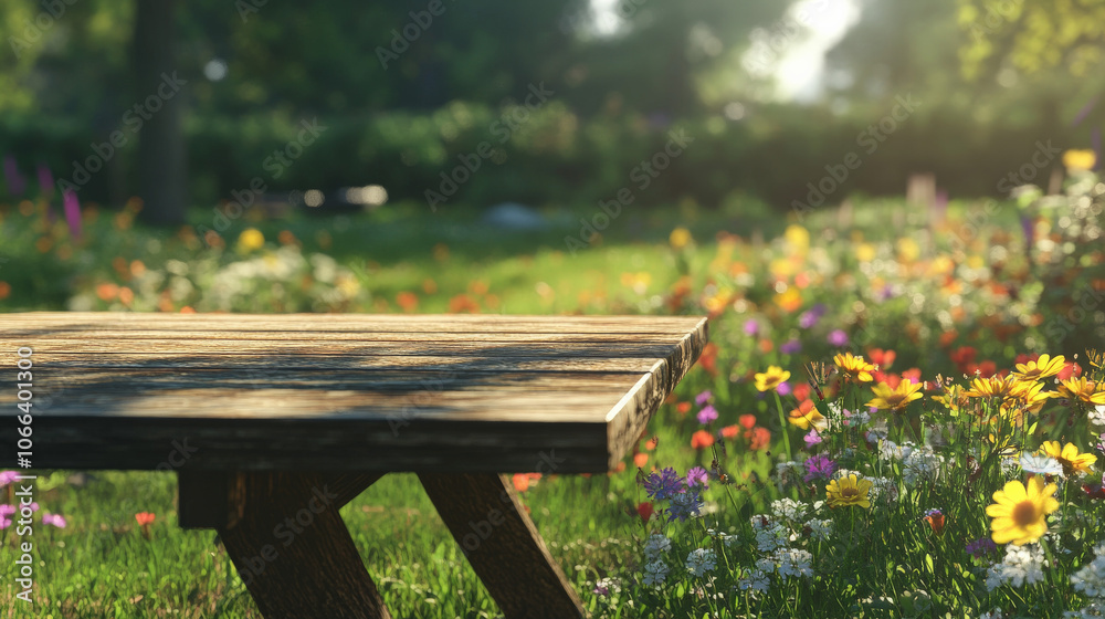 Naklejka premium wooden table and nature